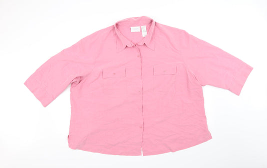 Liz Claiborne Womens Pink   Basic Button-Up Size 3XL