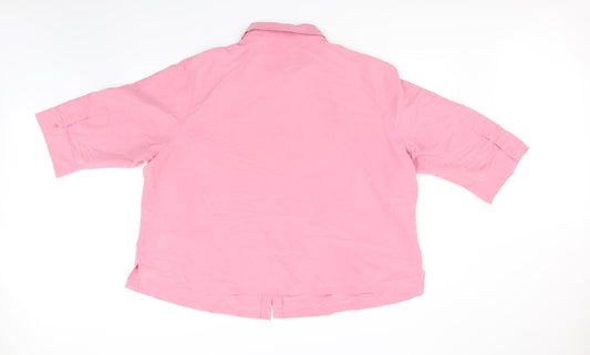 Liz Claiborne Womens Pink   Basic Button-Up Size 3XL