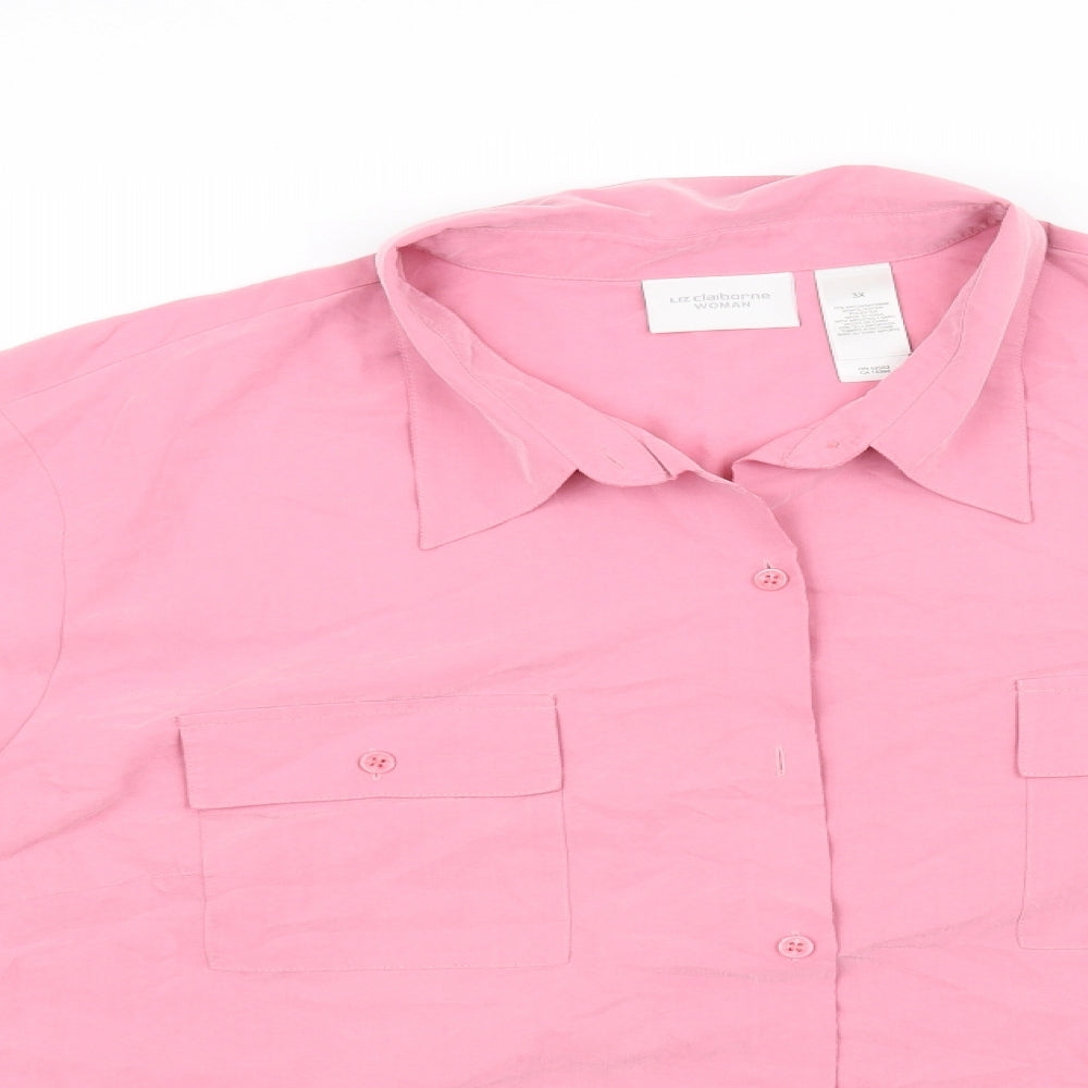 Liz Claiborne Womens Pink   Basic Button-Up Size 3XL