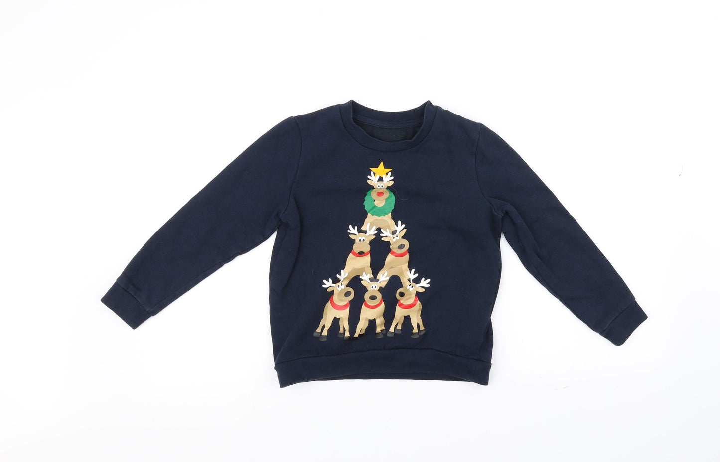 Lilly & Dan Girls Blue   Pullover Jumper Size 7-8 Years  - Raindeer