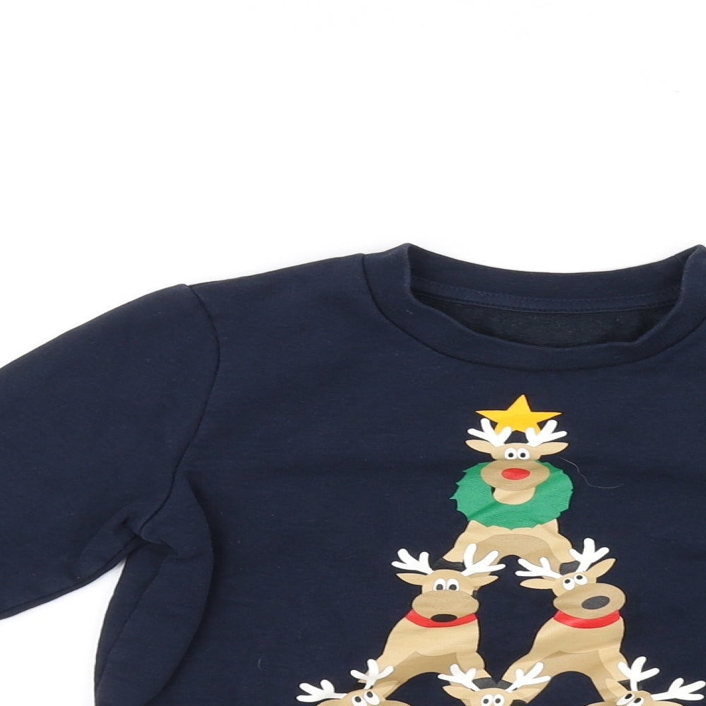 Lilly & Dan Girls Blue   Pullover Jumper Size 7-8 Years  - Raindeer