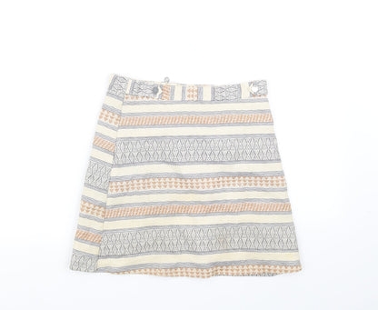 River Island Girls White Geometric  Flare Skirt Size 12 Years