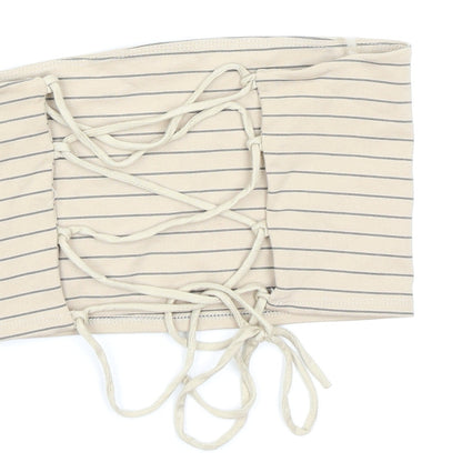 Fashion Nova Womens Beige Striped  Cropped Tank Size M