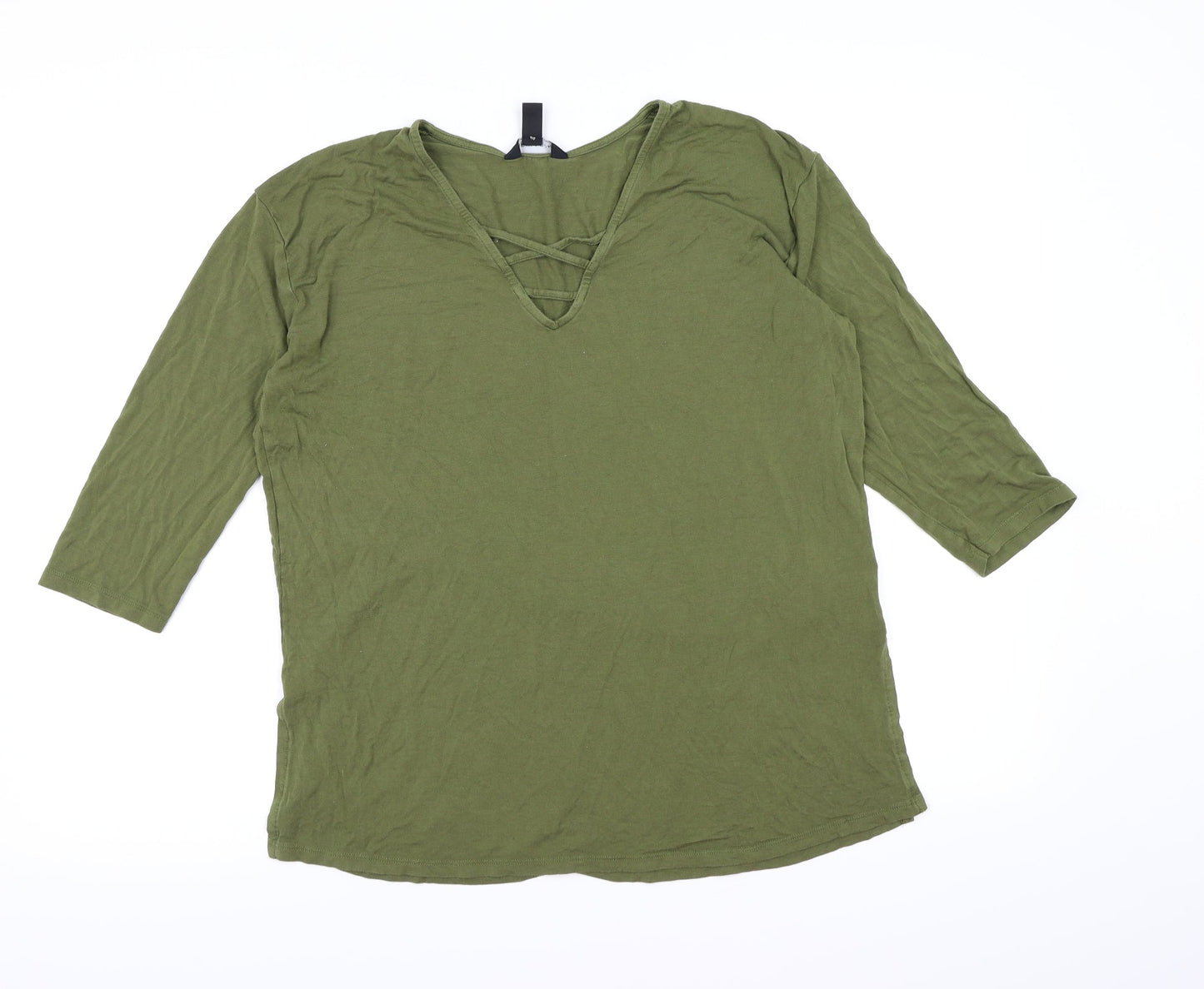 Womens UK Size 14 New Look Green Basic T-Shirt