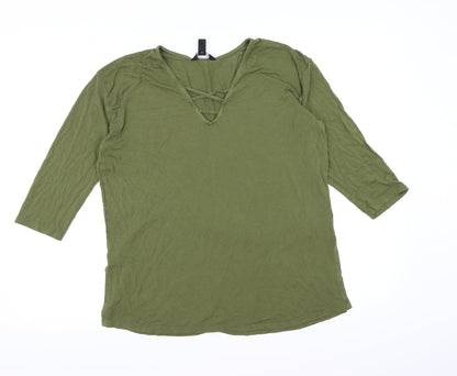 Womens UK Size 14 New Look Green Basic T-Shirt