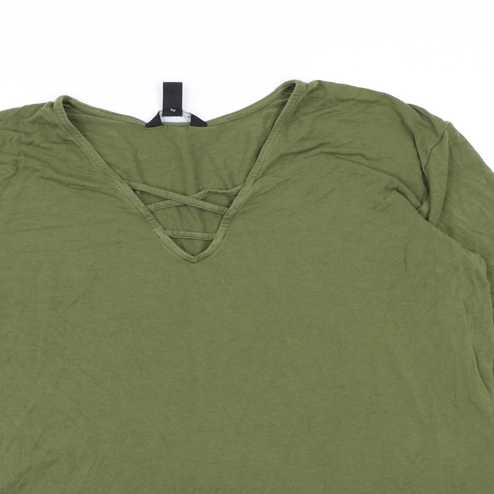 Womens UK Size 14 New Look Green Basic T-Shirt