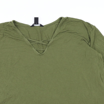 Womens UK Size 14 New Look Green Basic T-Shirt