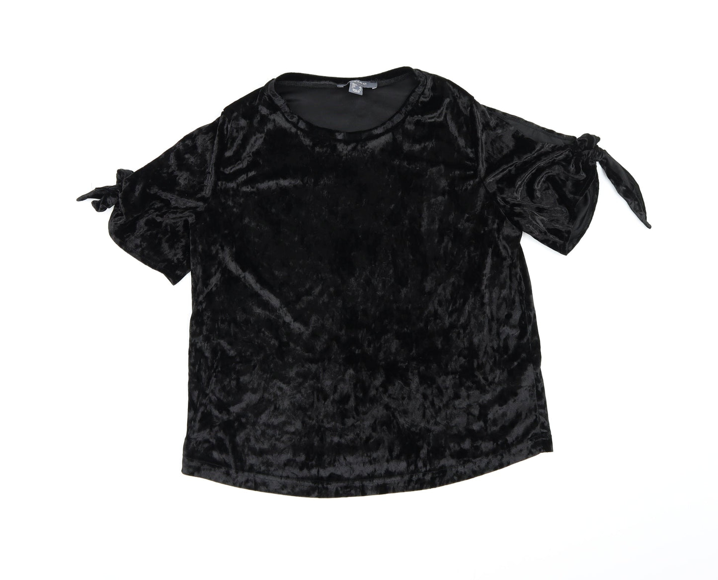 Primark Womens Black  Velour Basic T-Shirt Size 12