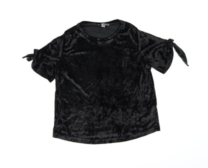 Primark Womens Black  Velour Basic T-Shirt Size 12