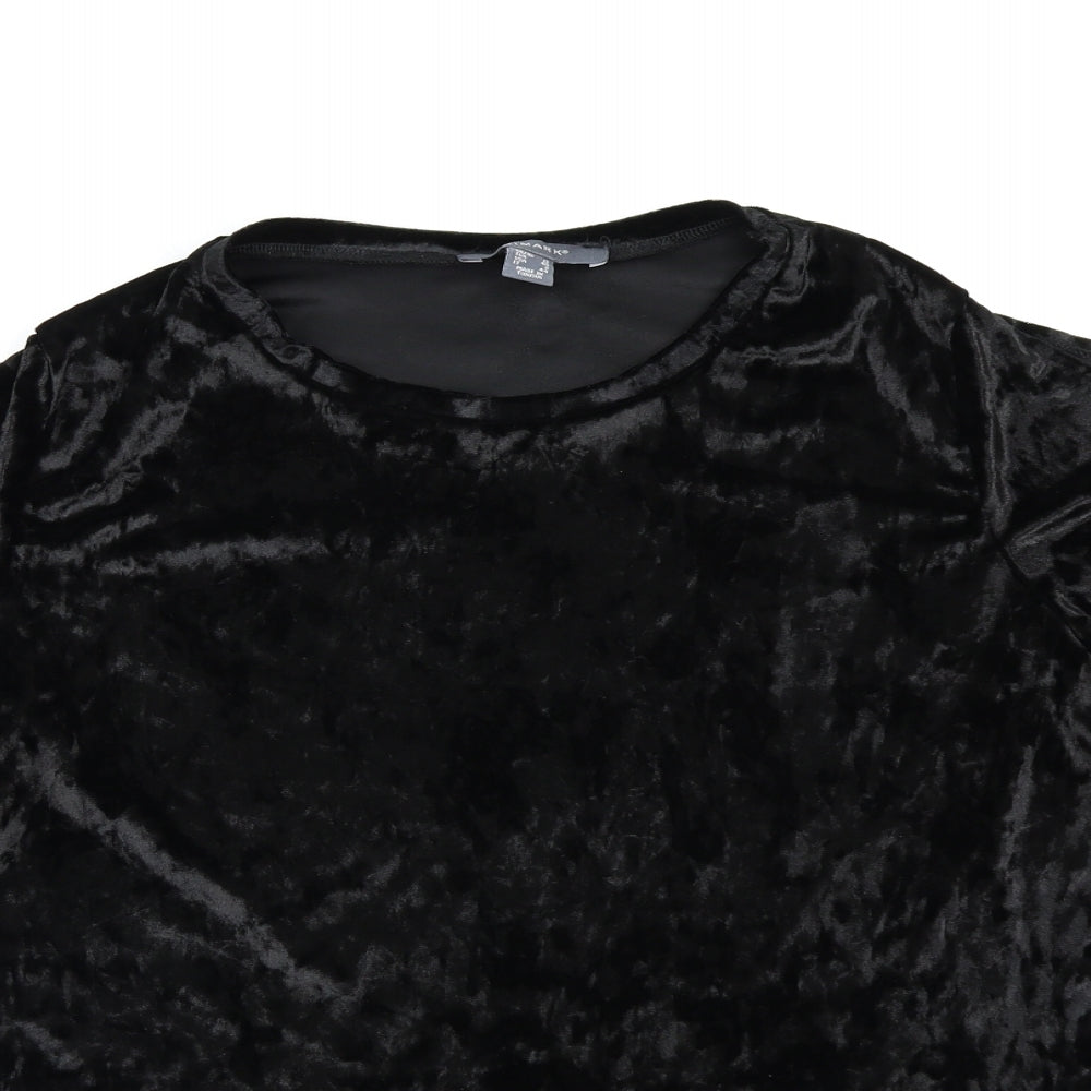 Primark Womens Black  Velour Basic T-Shirt Size 12