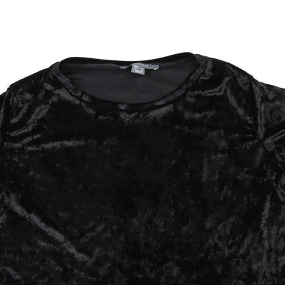 Primark Womens Black  Velour Basic T-Shirt Size 12