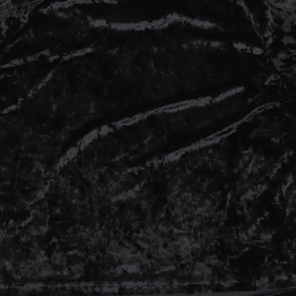 Primark Womens Black  Velour Basic T-Shirt Size 12