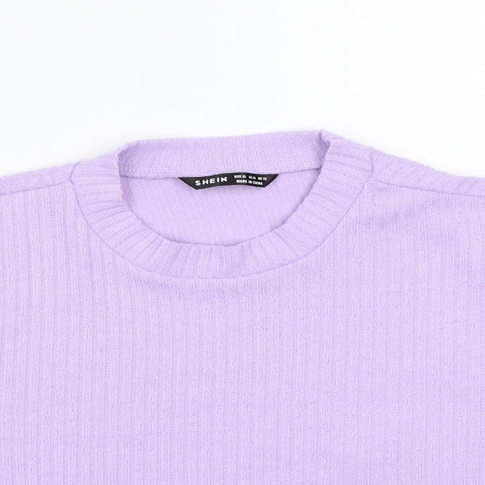 Womens UK Size XL SHIEN Purple Cropped T-Shirt