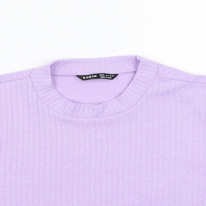 Womens UK Size XL SHIEN Purple Cropped T-Shirt