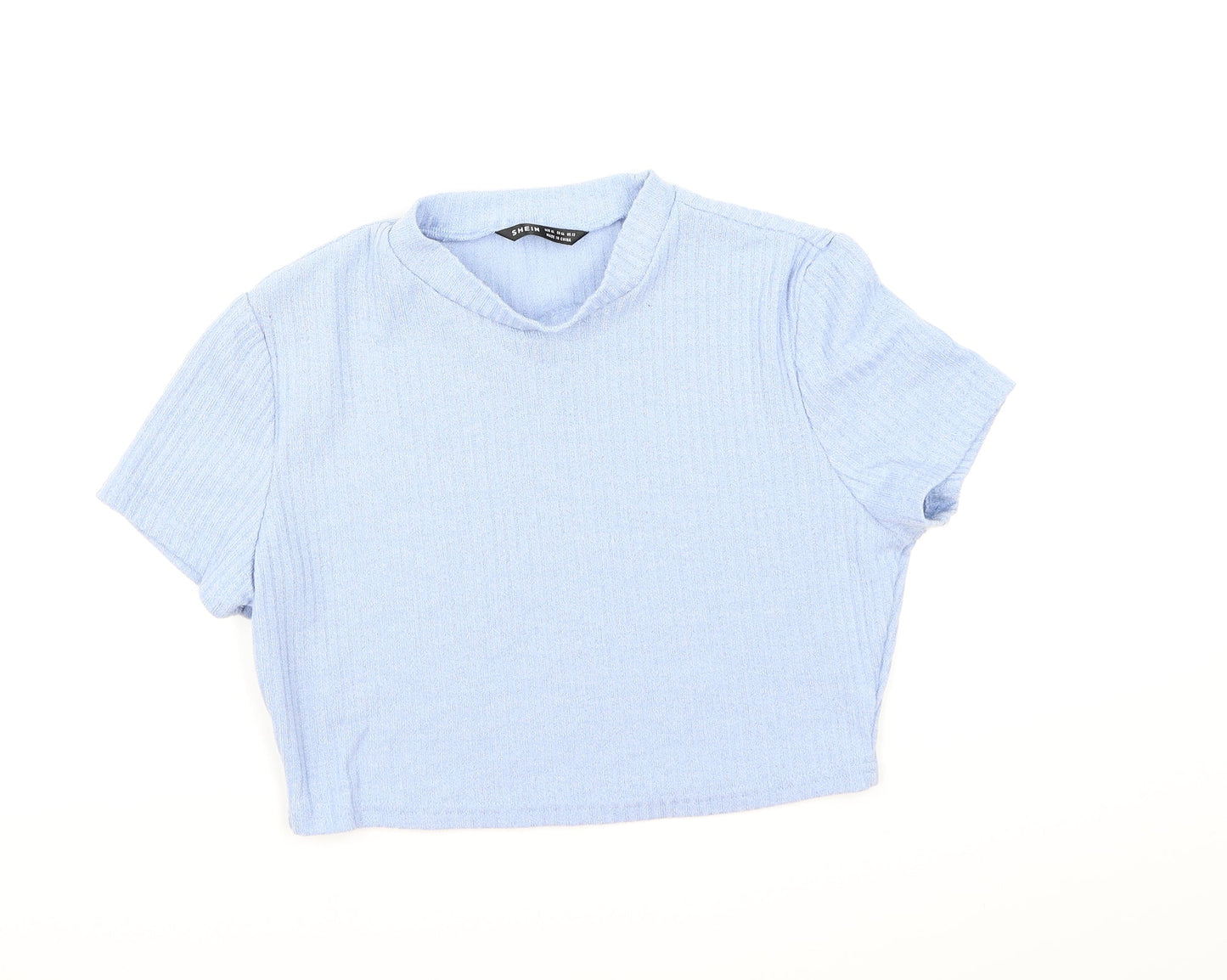 Womens UK Size XL SHIEN Blue Cropped T-Shirt
