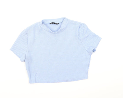 Womens UK Size XL SHIEN Blue Cropped T-Shirt