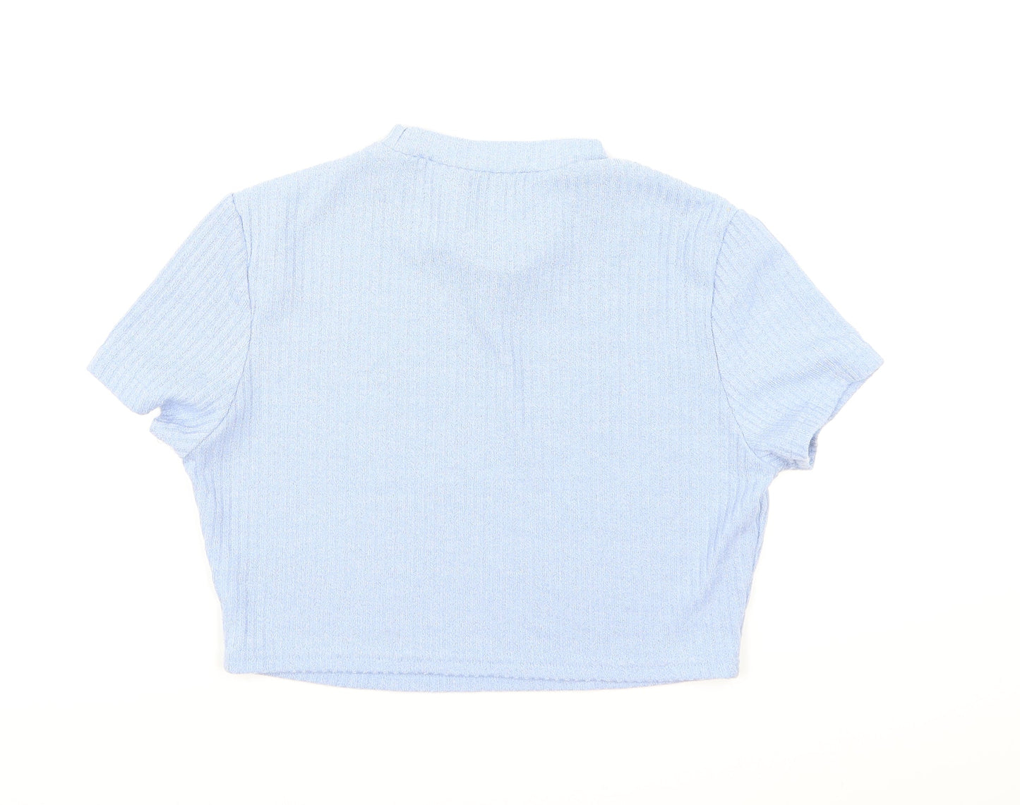 Womens UK Size XL SHIEN Blue Cropped T-Shirt