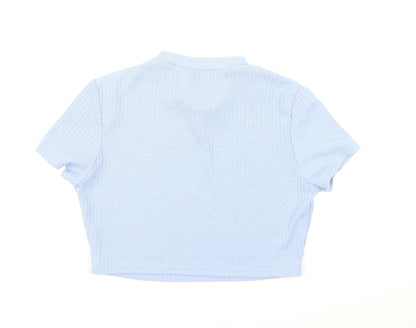 Womens UK Size XL SHIEN Blue Cropped T-Shirt