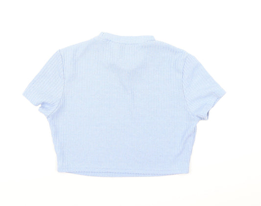 Womens UK Size XL SHIEN Blue Cropped T-Shirt