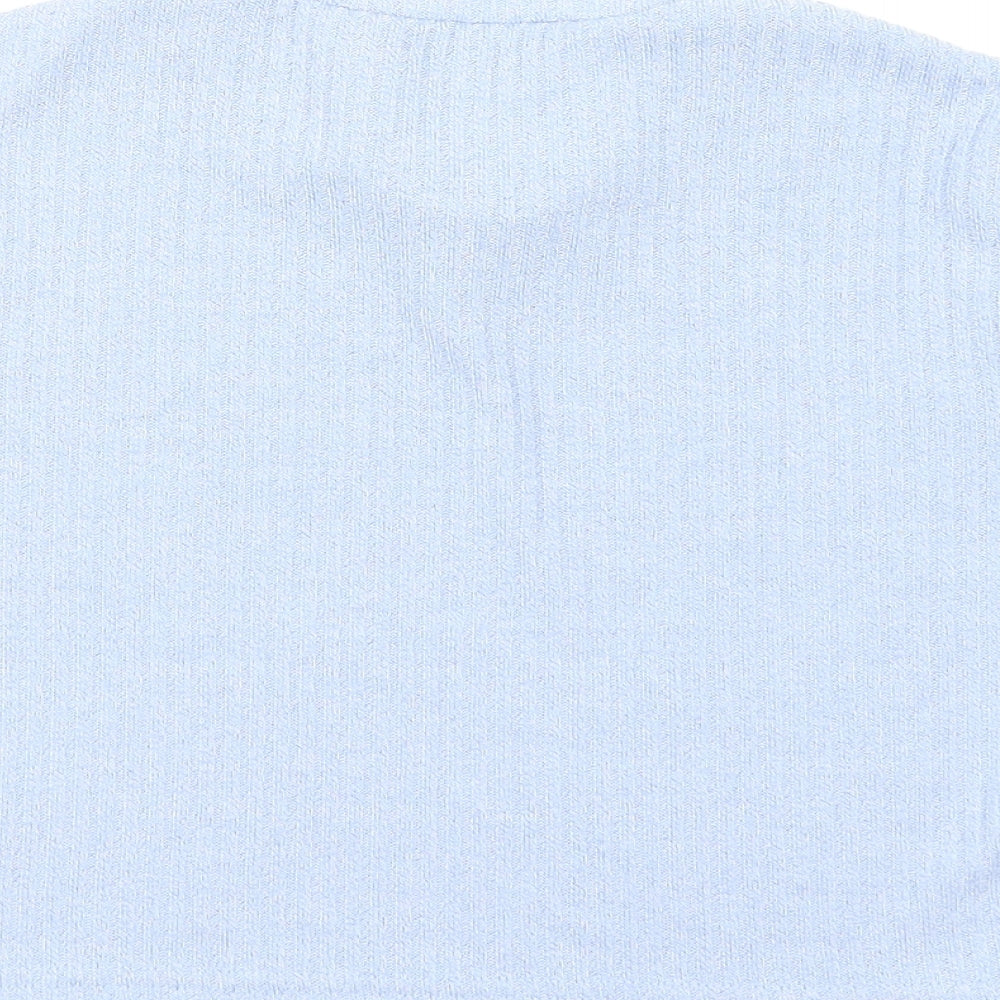 Womens UK Size XL SHIEN Blue Cropped T-Shirt