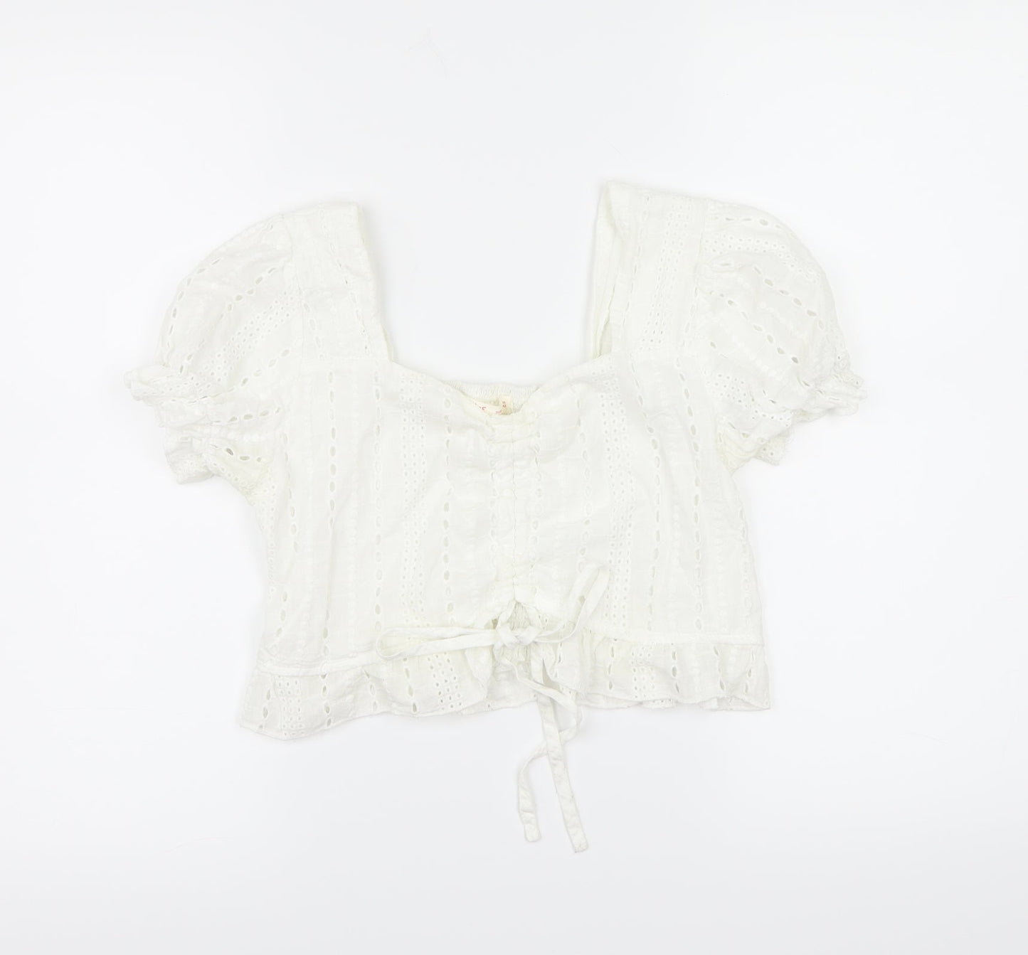 Womens UK Size L ROMWE White Cropped Blouse
