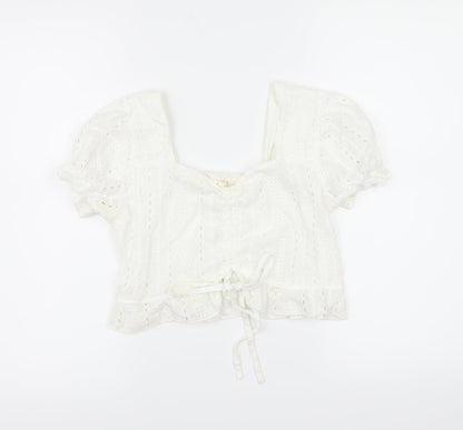 Womens UK Size L ROMWE White Cropped Blouse