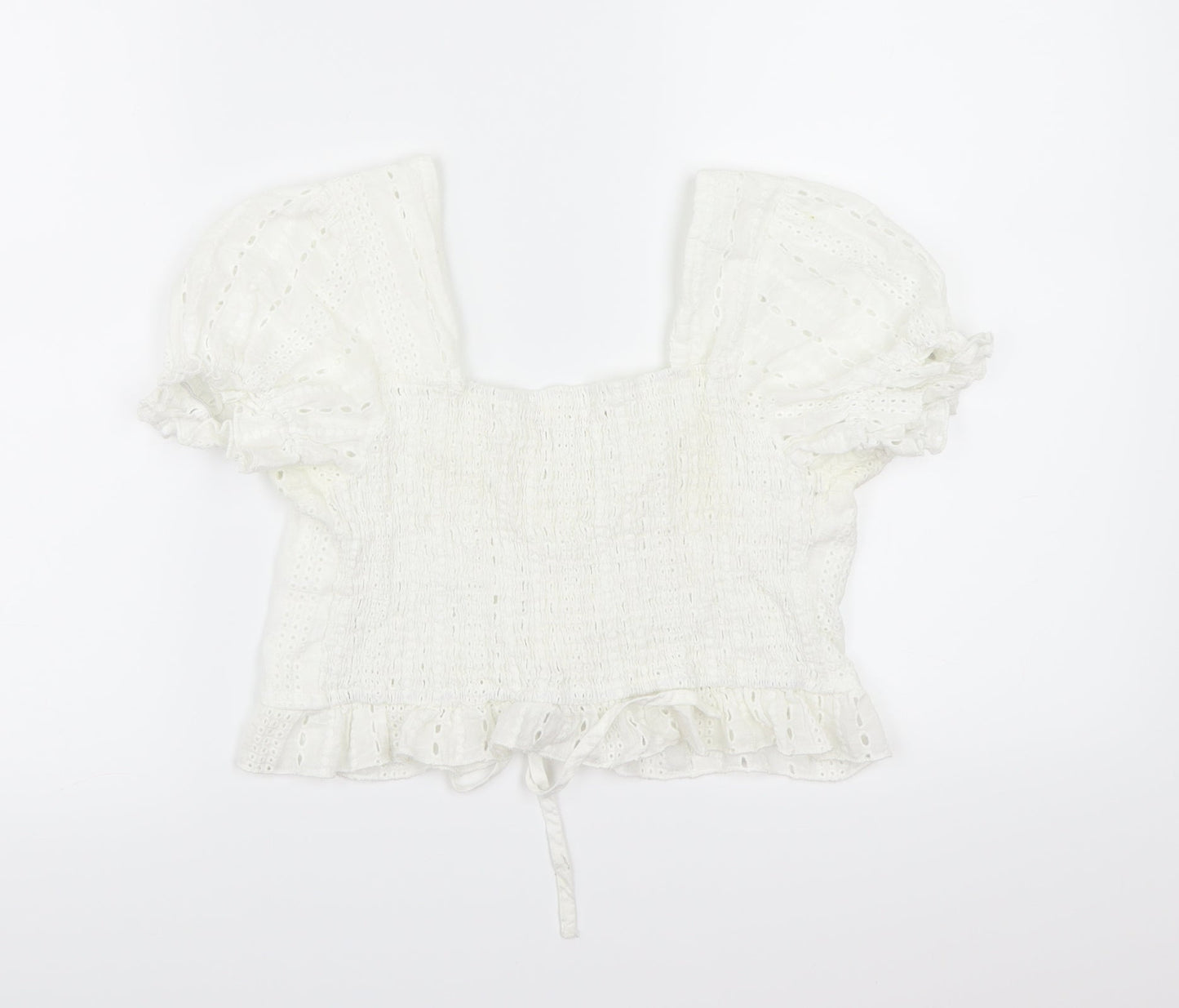 Womens UK Size L ROMWE White Cropped Blouse