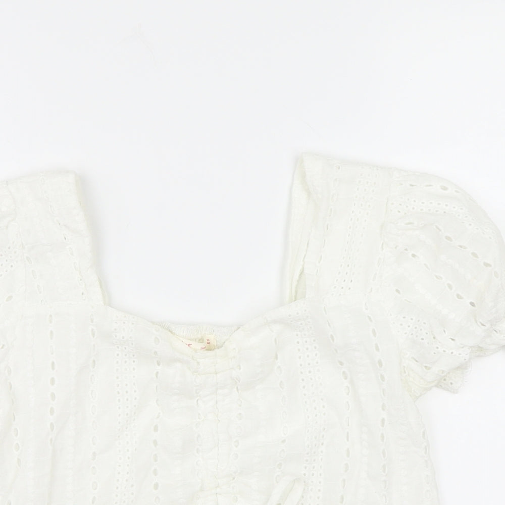 Womens UK Size L ROMWE White Cropped Blouse