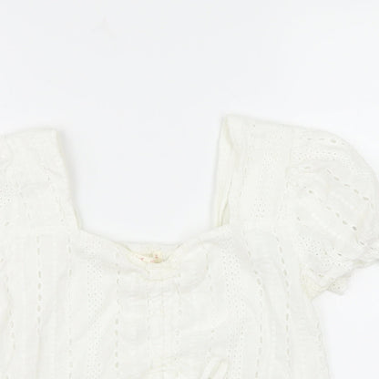 Womens UK Size L ROMWE White Cropped Blouse