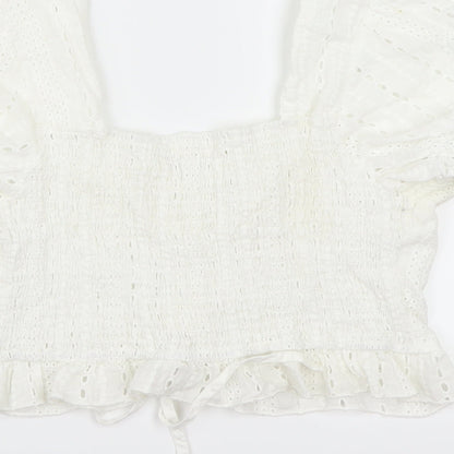 Womens UK Size L ROMWE White Cropped Blouse