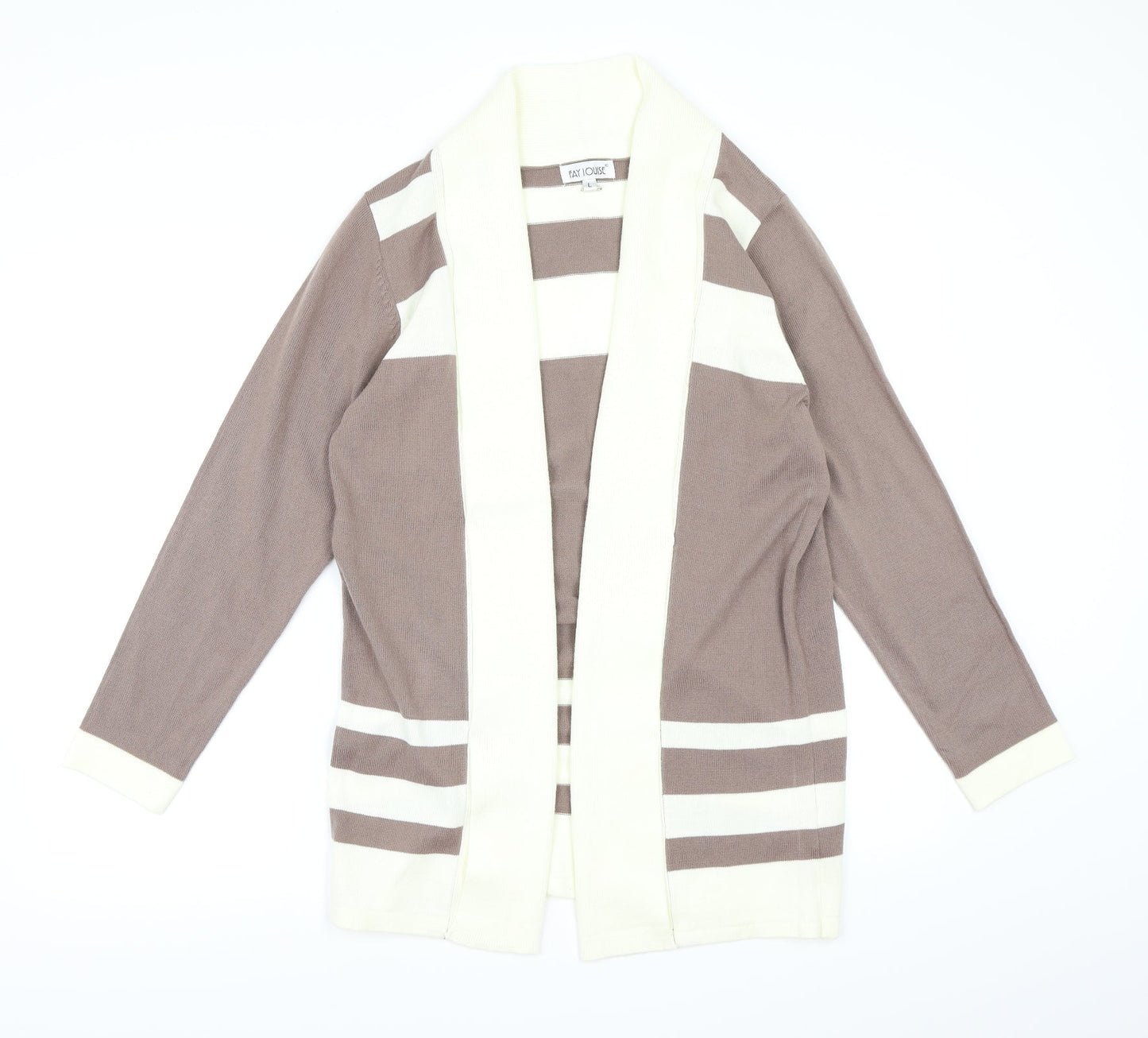 Fay Louise Womens Brown Striped Knit Cardigan Jumper Size L