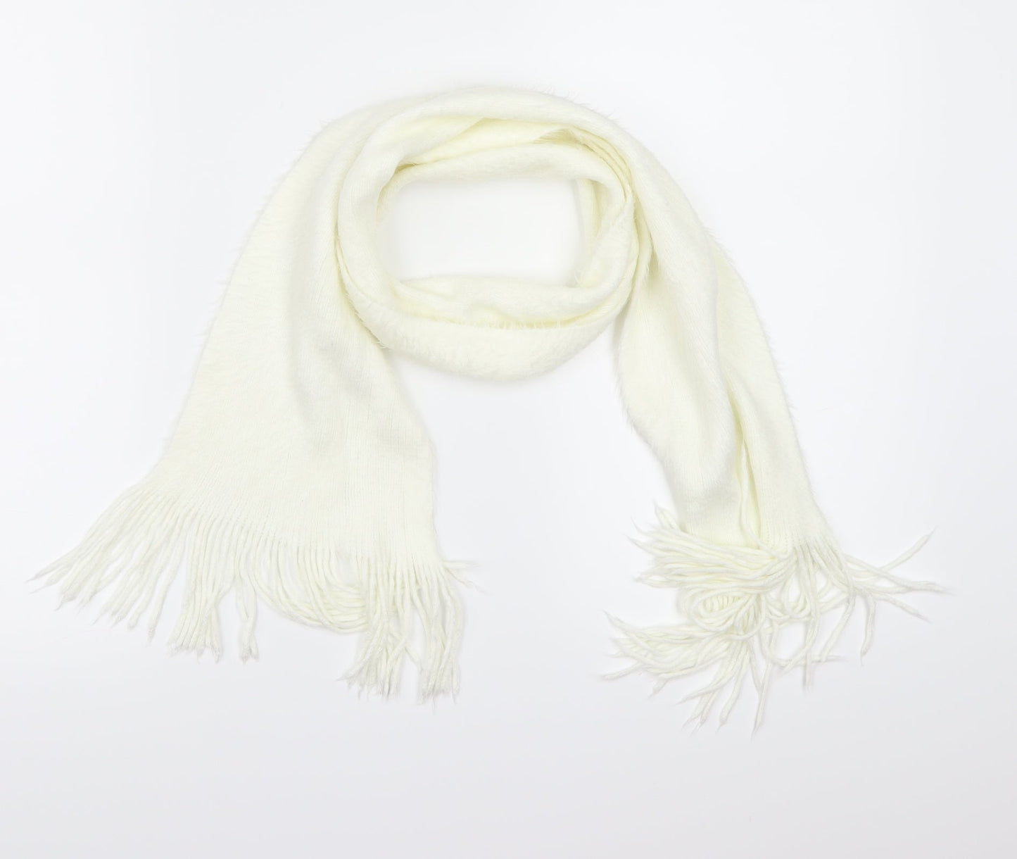 Preworn Womens White  Fleece  Scarf