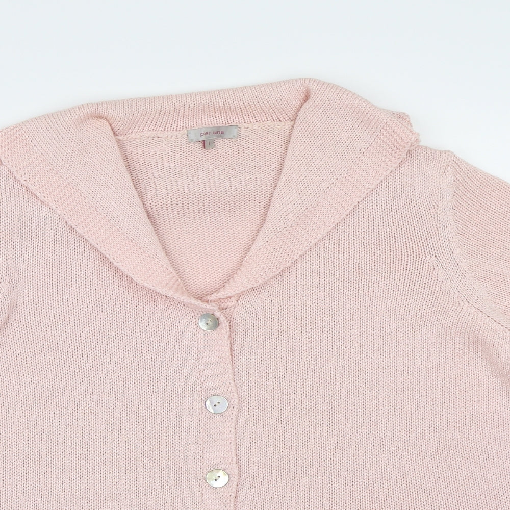 Per Una Womens Pink  Knit Cardigan Jumper Size L