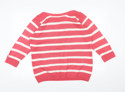 EWM Womens Pink Striped Knit Pullover Jumper Size 14
