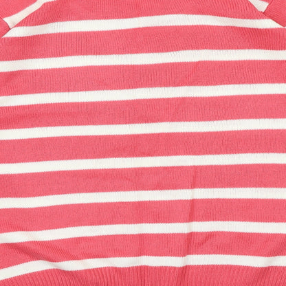 EWM Womens Pink Striped Knit Pullover Jumper Size 14