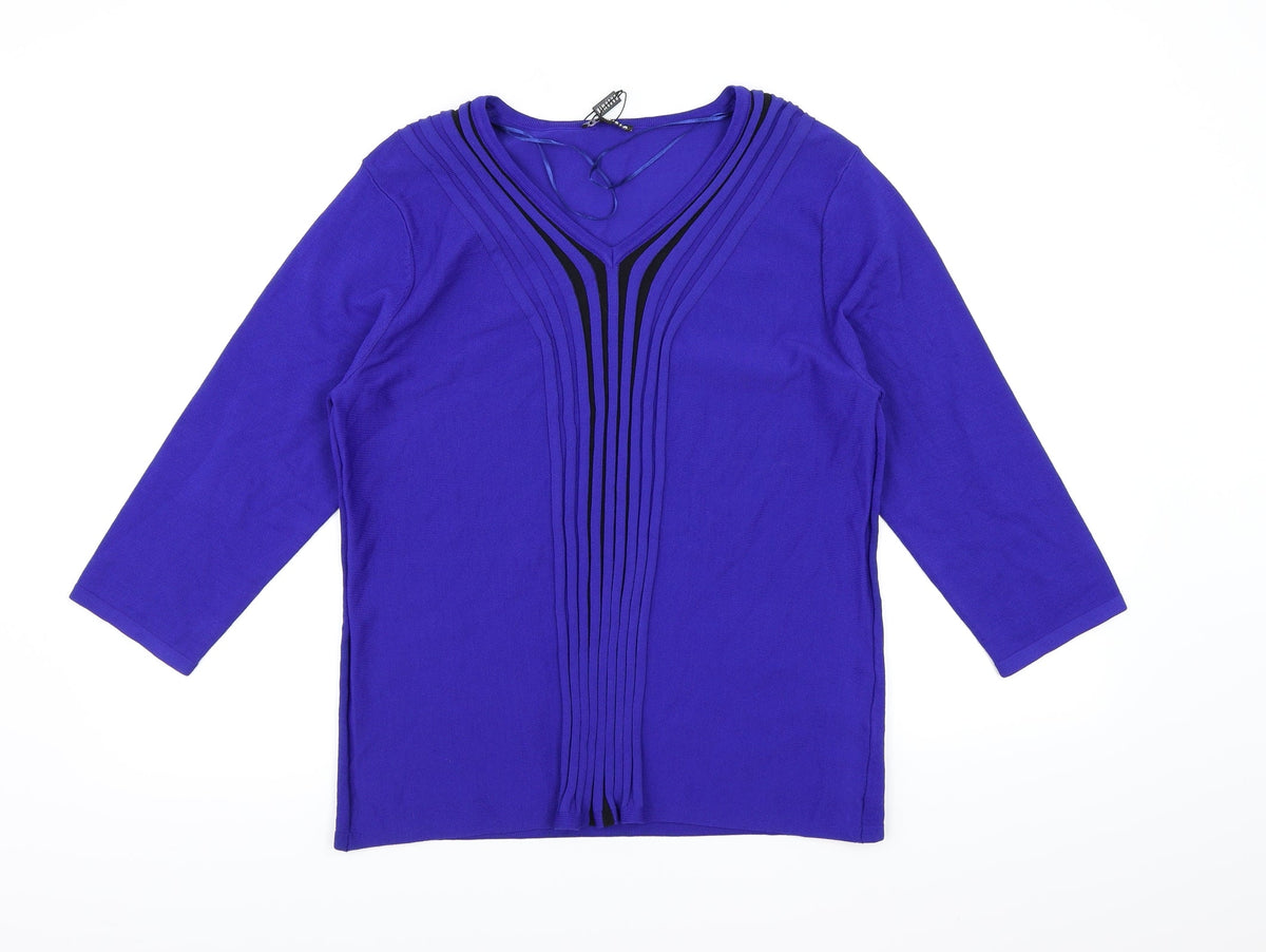 Casamia Womens Blue Knit Pullover Jumper Size M