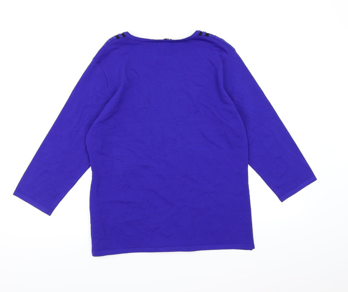 Casamia Womens Blue Knit Pullover Jumper Size M