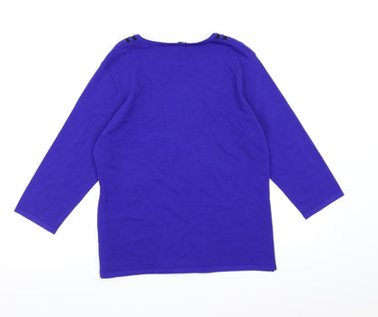 Casamia Womens Blue Knit Pullover Jumper Size M