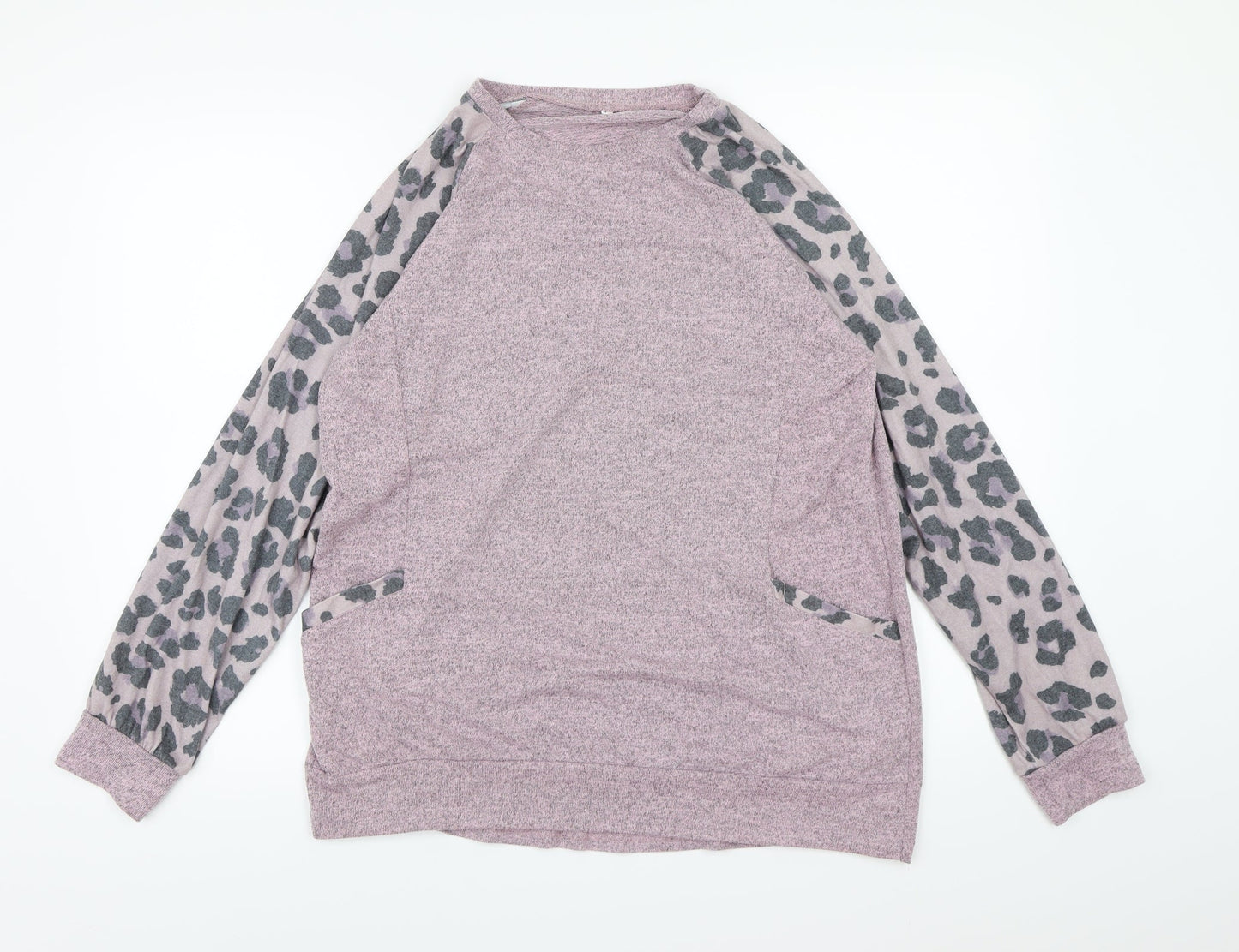 Preworn Womens Pink Animal Print Knit Pullover Jumper Size L