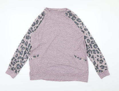 Preworn Womens Pink Animal Print Knit Pullover Jumper Size L