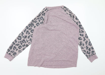 Preworn Womens Pink Animal Print Knit Pullover Jumper Size L