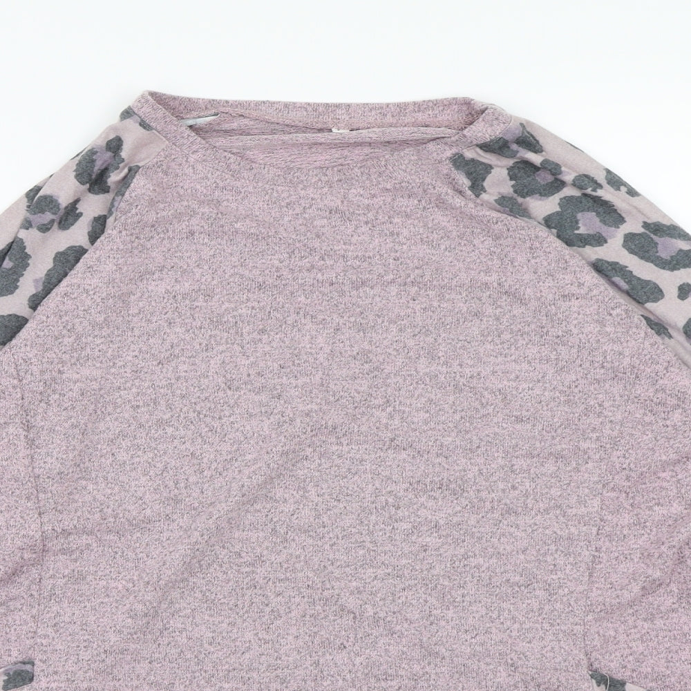 Preworn Womens Pink Animal Print Knit Pullover Jumper Size L
