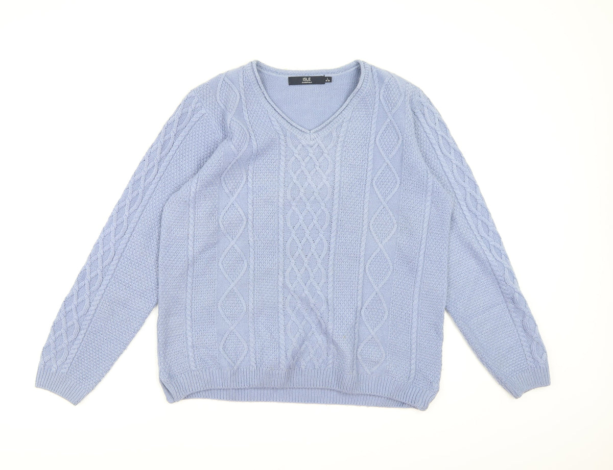 Isle Essentials Womens Blue  Knit Pullover Jumper Size 18