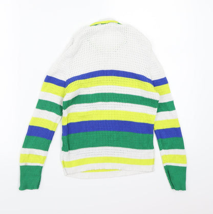 Stradivarius Womens White Striped Knit Pullover Jumper Size S