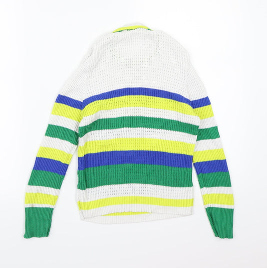 Stradivarius Womens White Striped Knit Pullover Jumper Size S