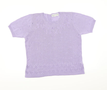 Affections Womens Purple  Knit Pullover Jumper Size M