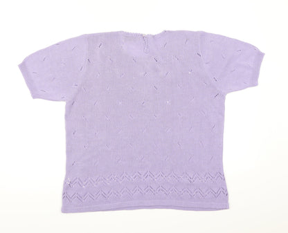 Affections Womens Purple  Knit Pullover Jumper Size M