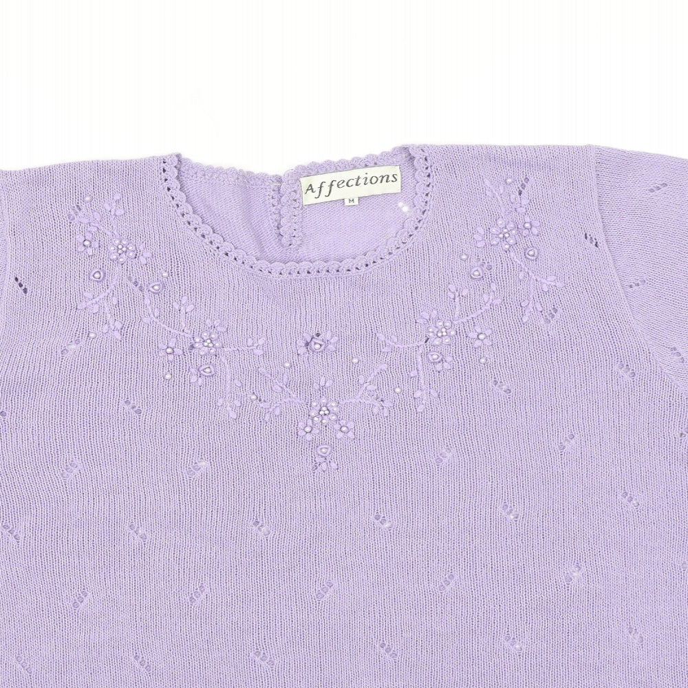 Affections Womens Purple  Knit Pullover Jumper Size M