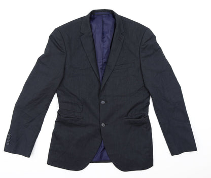 George Mens Blue Striped Rayon Jacket Suit Jacket Size 38