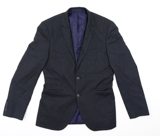 George Mens Blue Striped Rayon Jacket Suit Jacket Size 38